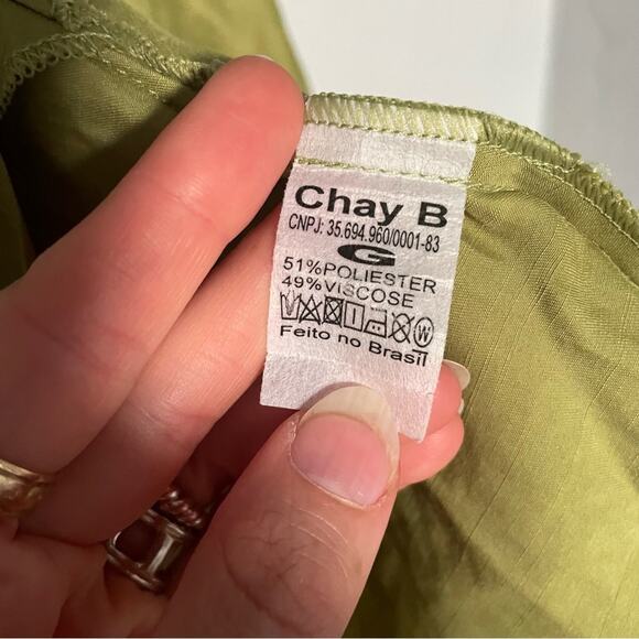 Olive Green Cowlneck Backless Tank Going out Top Flowy Draped sz Large - Picture 5 of 5